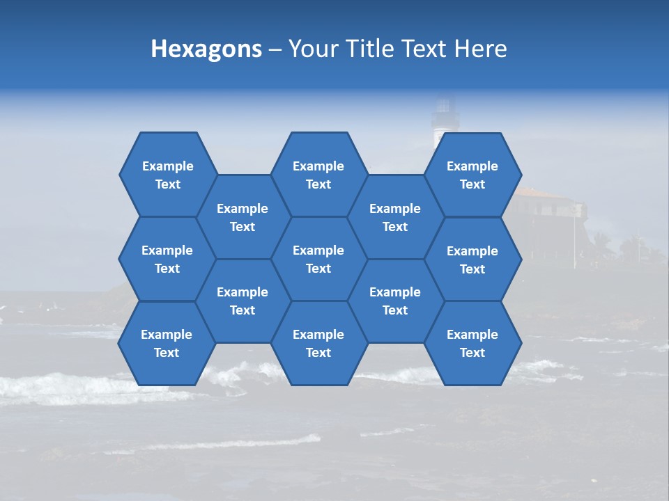 A Lighthouse Sitting On Top Of A Green Hill Next To The Ocean PowerPoint Template