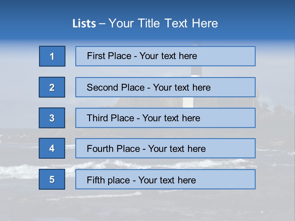 A Lighthouse Sitting On Top Of A Green Hill Next To The Ocean PowerPoint Template