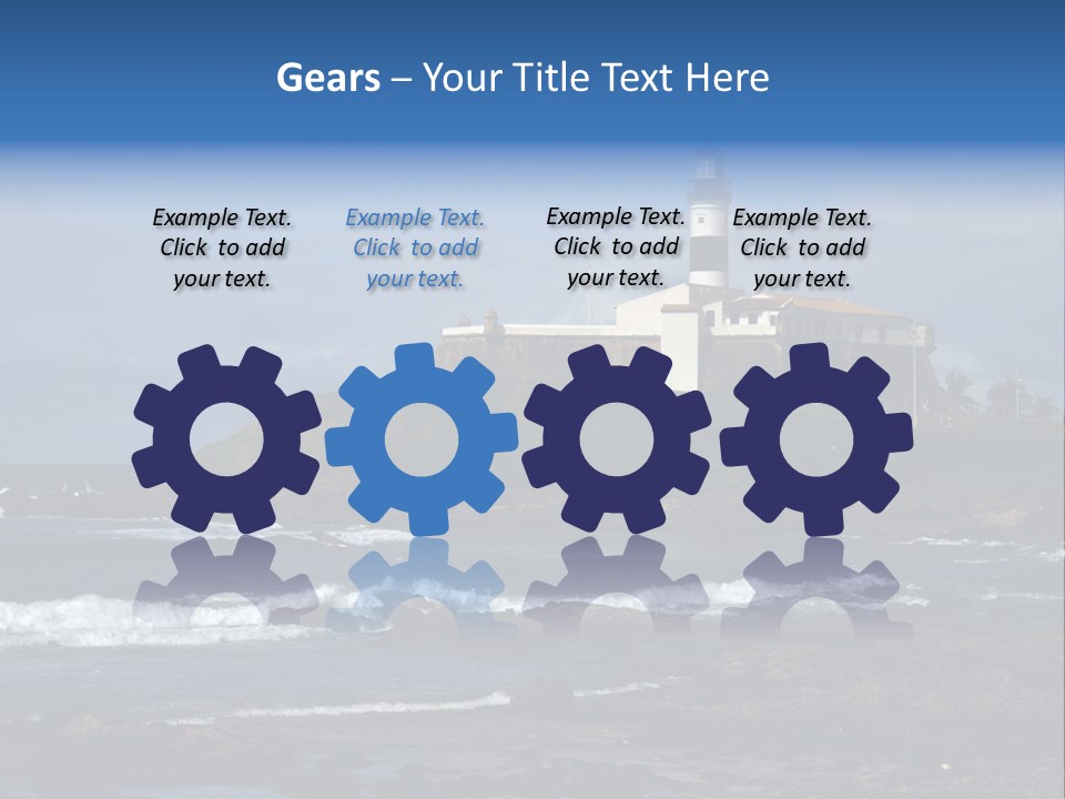 A Lighthouse Sitting On Top Of A Green Hill Next To The Ocean PowerPoint Template