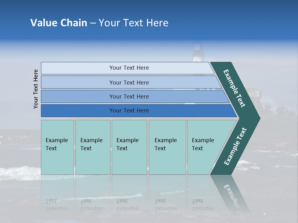 A Lighthouse Sitting On Top Of A Green Hill Next To The Ocean PowerPoint Template