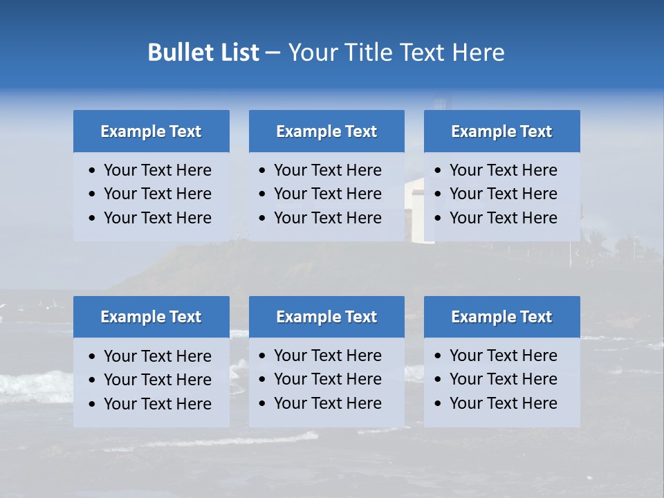 A Lighthouse Sitting On Top Of A Green Hill Next To The Ocean PowerPoint Template
