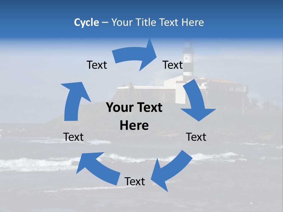 A Lighthouse Sitting On Top Of A Green Hill Next To The Ocean PowerPoint Template
