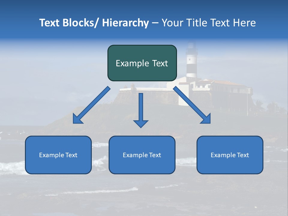 A Lighthouse Sitting On Top Of A Green Hill Next To The Ocean PowerPoint Template