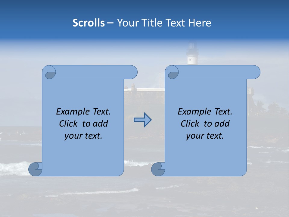 A Lighthouse Sitting On Top Of A Green Hill Next To The Ocean PowerPoint Template