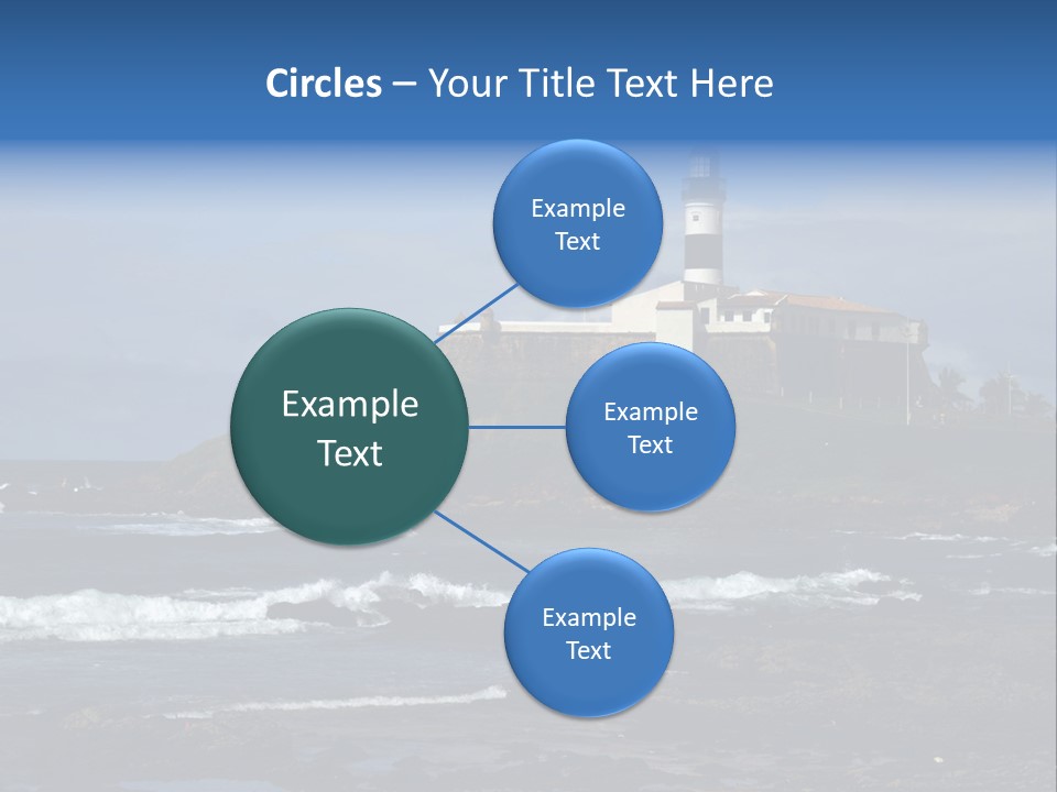 A Lighthouse Sitting On Top Of A Green Hill Next To The Ocean PowerPoint Template