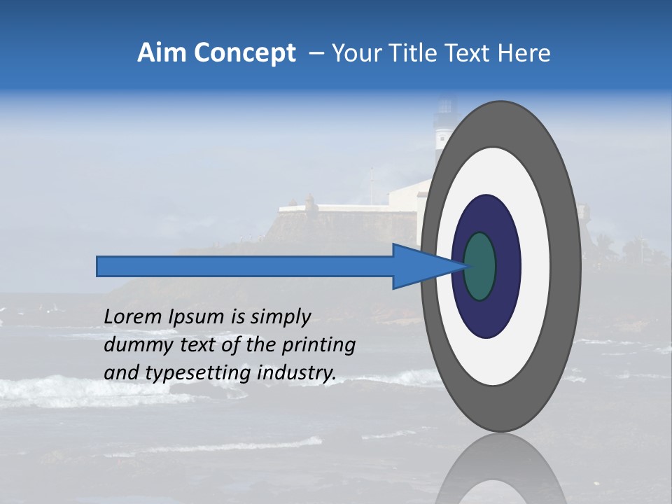 A Lighthouse Sitting On Top Of A Green Hill Next To The Ocean PowerPoint Template