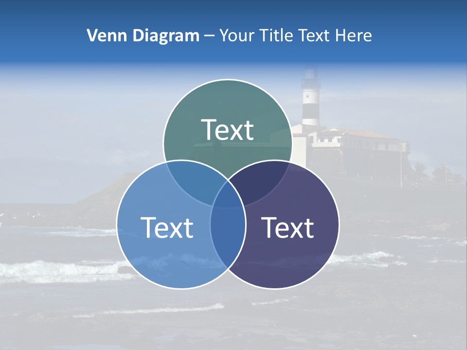 A Lighthouse Sitting On Top Of A Green Hill Next To The Ocean PowerPoint Template