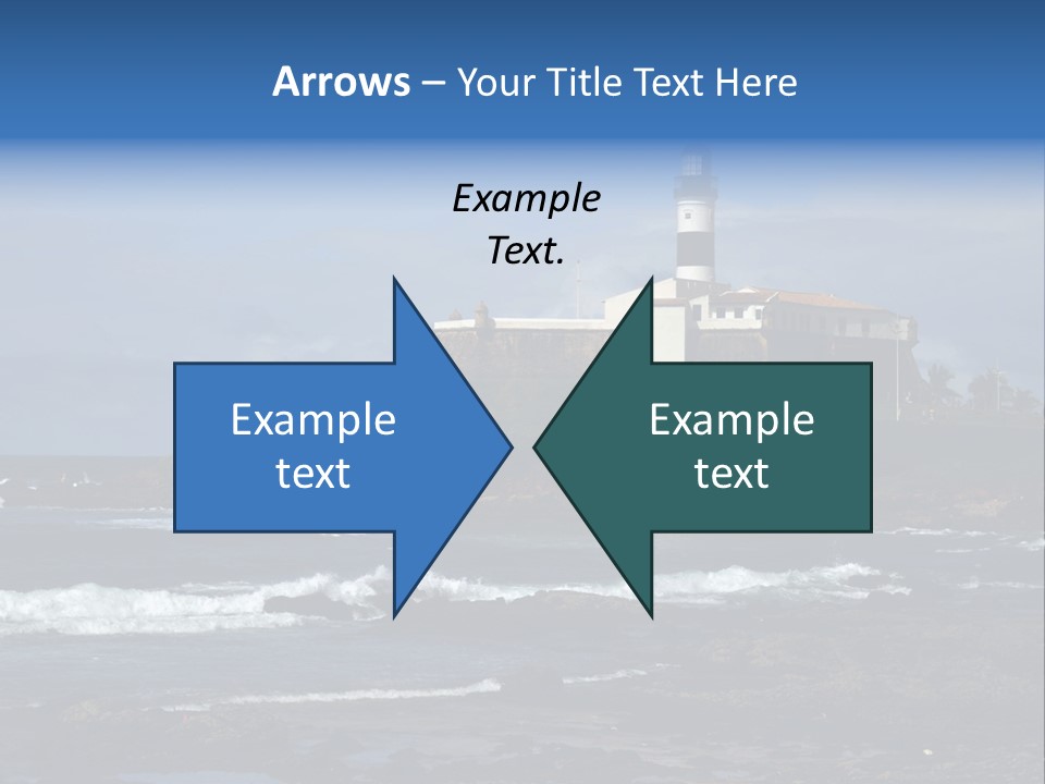 A Lighthouse Sitting On Top Of A Green Hill Next To The Ocean PowerPoint Template