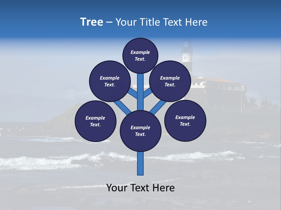 A Lighthouse Sitting On Top Of A Green Hill Next To The Ocean PowerPoint Template