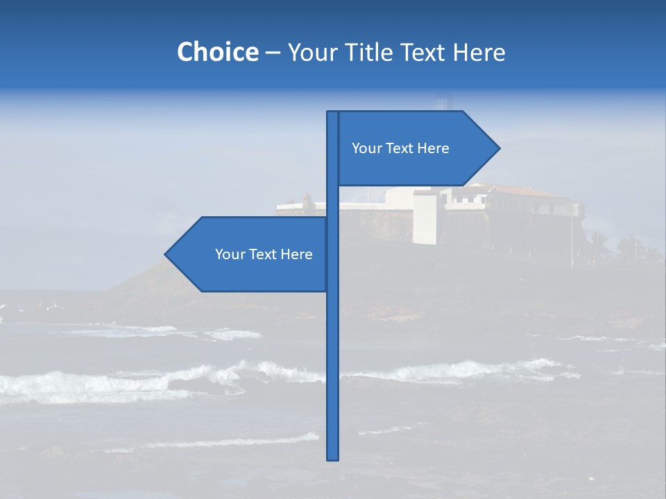 A Lighthouse Sitting On Top Of A Green Hill Next To The Ocean PowerPoint Template