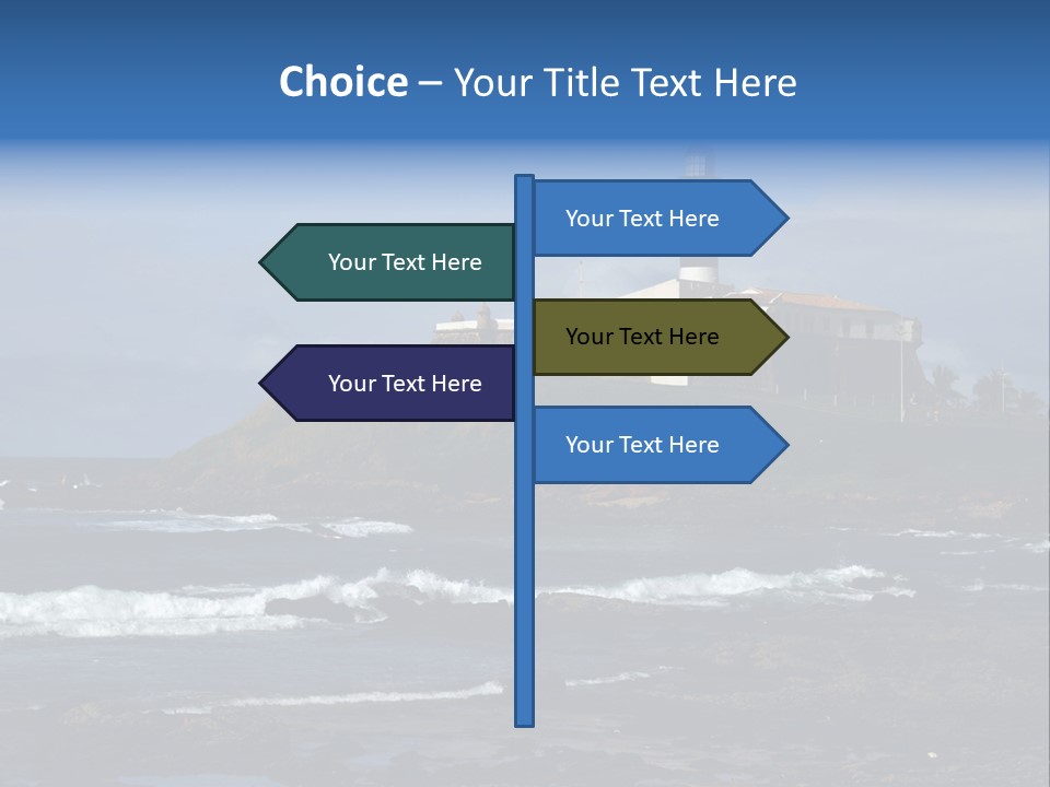 A Lighthouse Sitting On Top Of A Green Hill Next To The Ocean PowerPoint Template