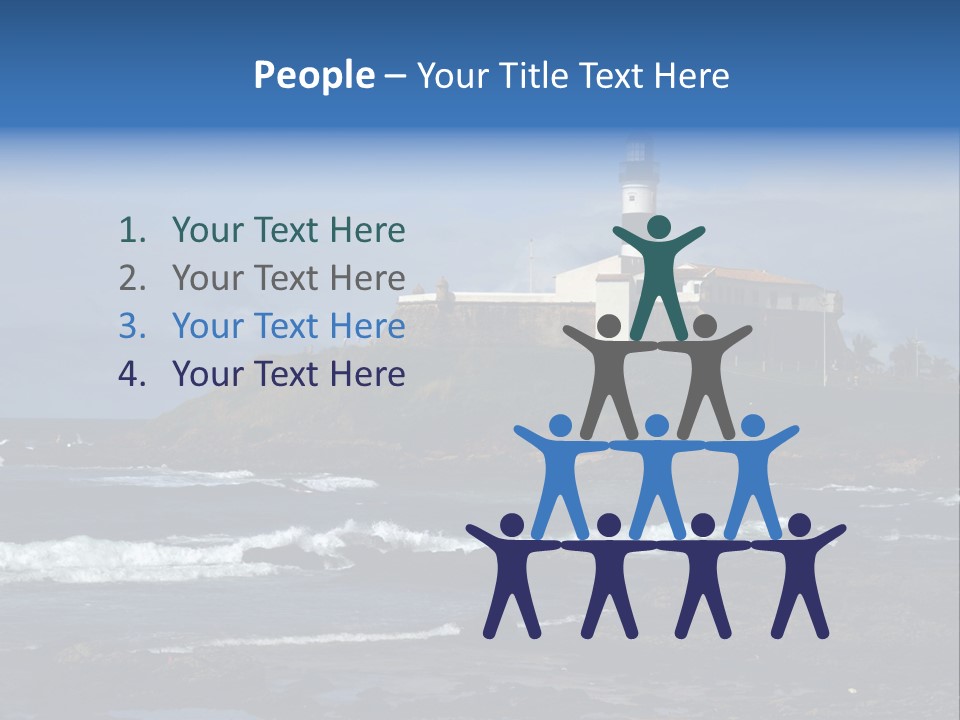 A Lighthouse Sitting On Top Of A Green Hill Next To The Ocean PowerPoint Template