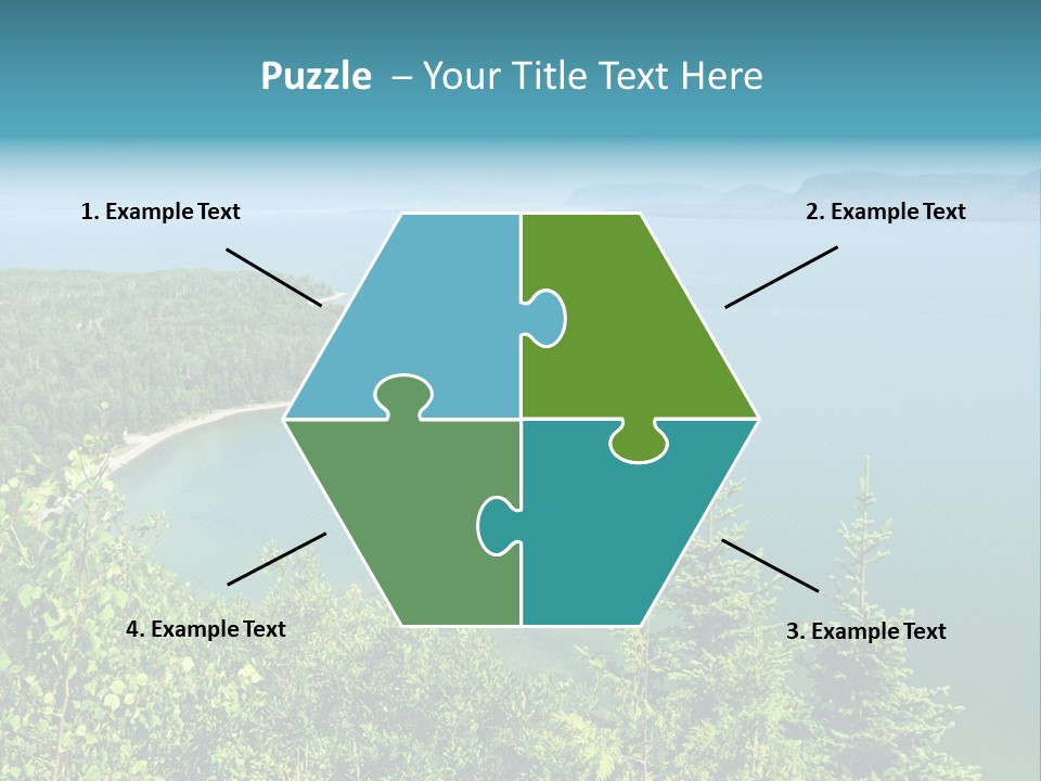 A Large Body Of Water Surrounded By Trees PowerPoint Template