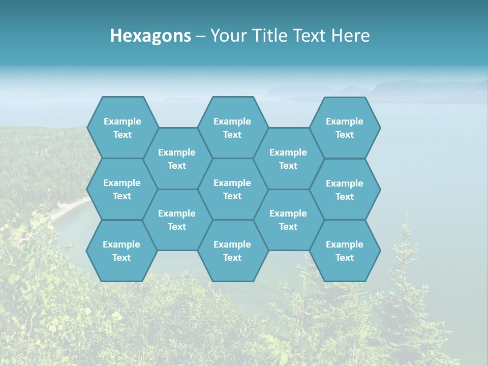 A Large Body Of Water Surrounded By Trees PowerPoint Template
