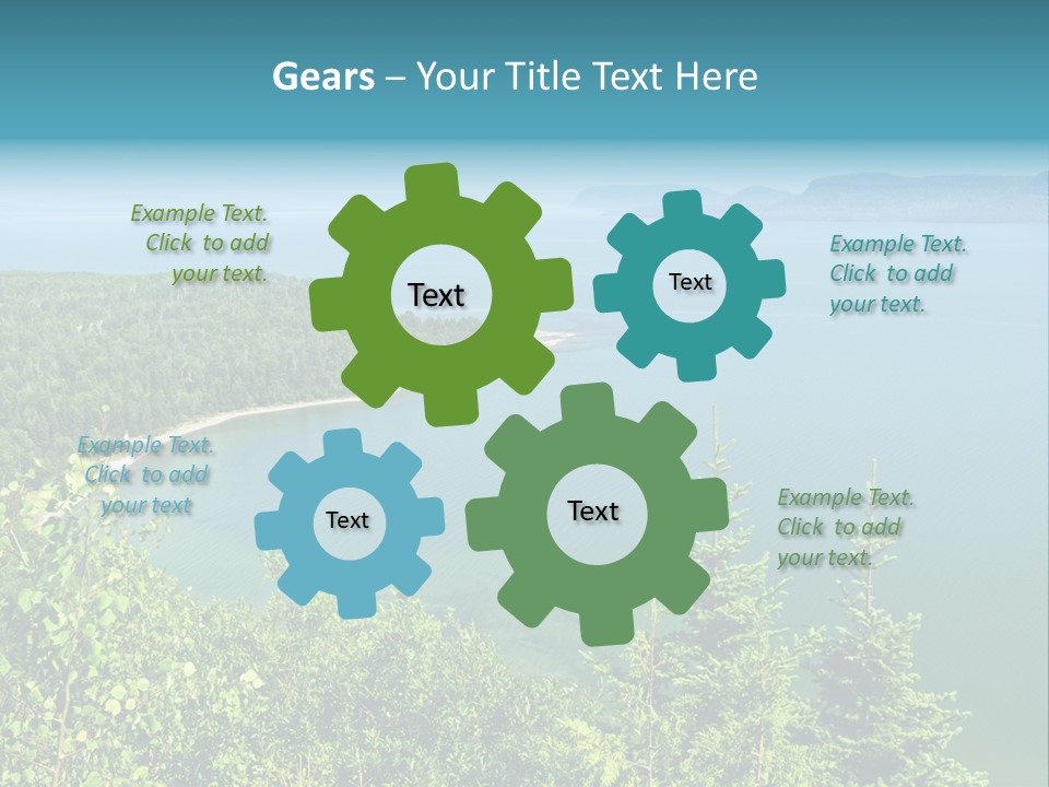 A Large Body Of Water Surrounded By Trees PowerPoint Template