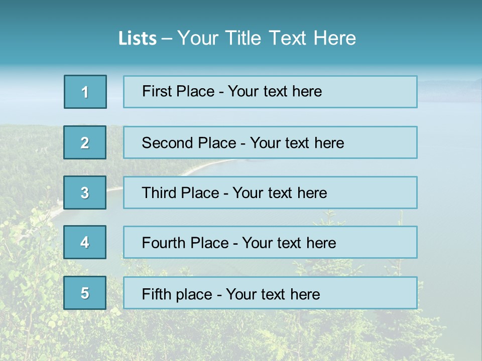 A Large Body Of Water Surrounded By Trees PowerPoint Template