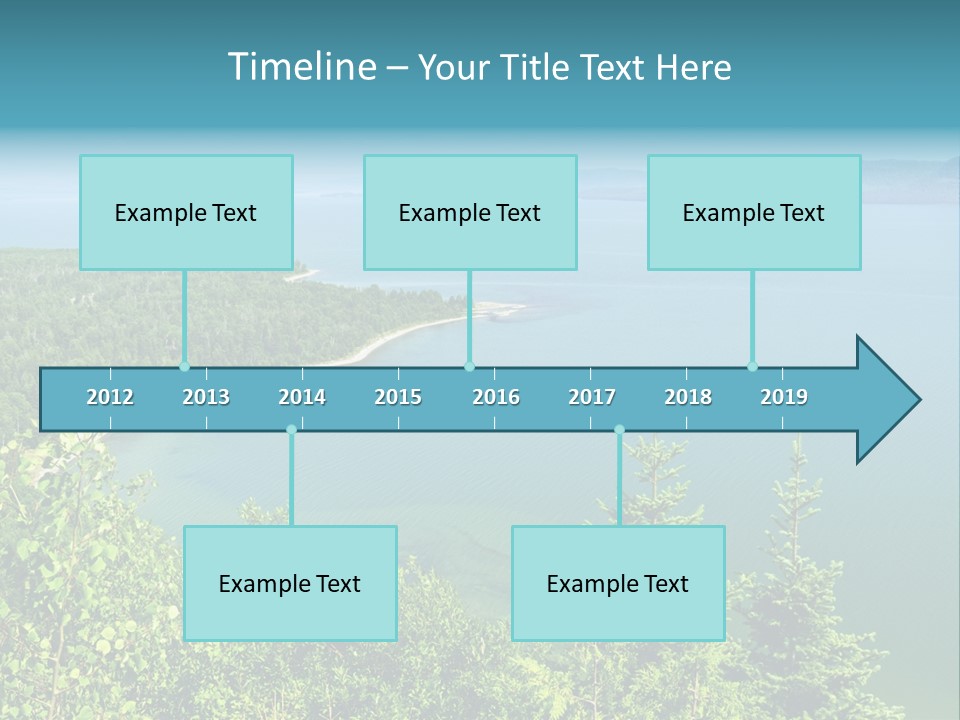 A Large Body Of Water Surrounded By Trees PowerPoint Template