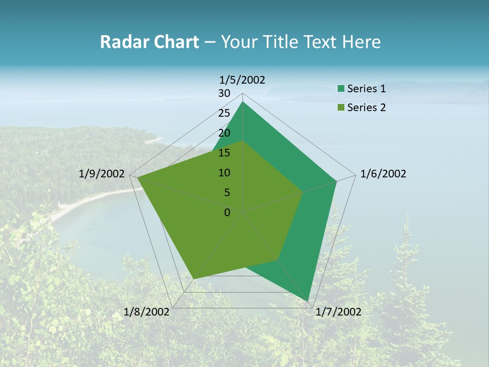 A Large Body Of Water Surrounded By Trees PowerPoint Template