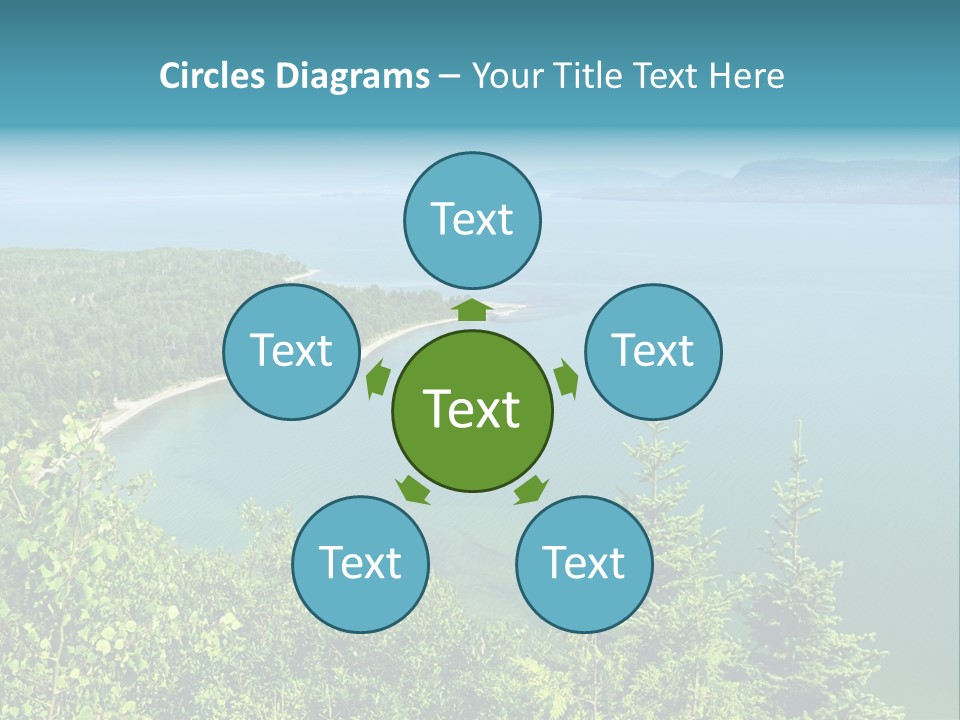 A Large Body Of Water Surrounded By Trees PowerPoint Template