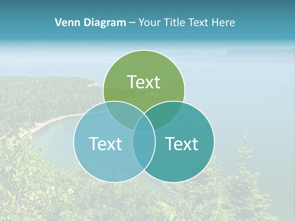 A Large Body Of Water Surrounded By Trees PowerPoint Template