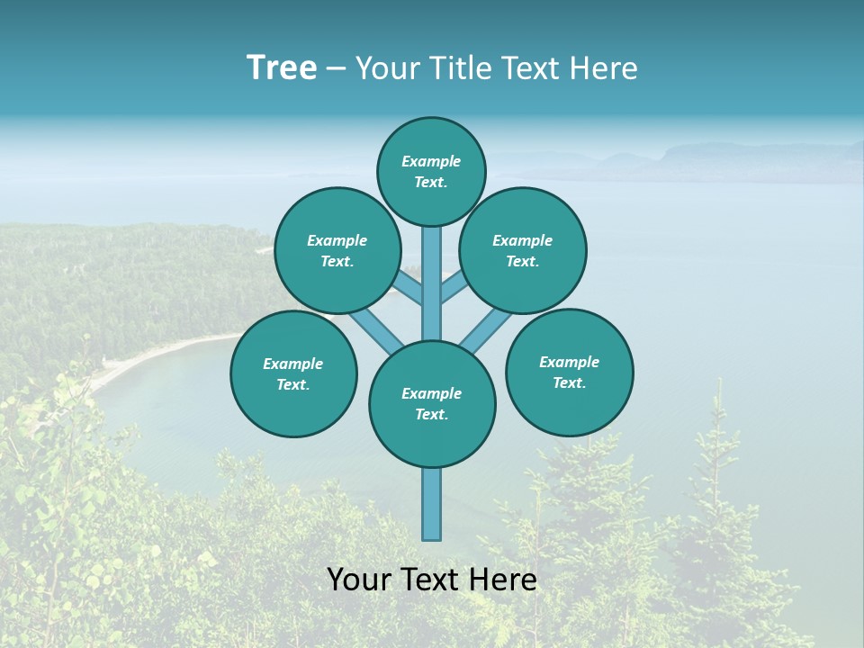 A Large Body Of Water Surrounded By Trees PowerPoint Template