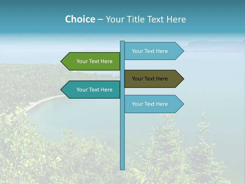 A Large Body Of Water Surrounded By Trees PowerPoint Template