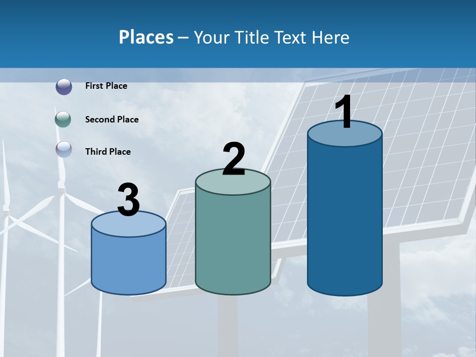 A Solar Panel And Wind Turbines On A Sunny Day PowerPoint Template