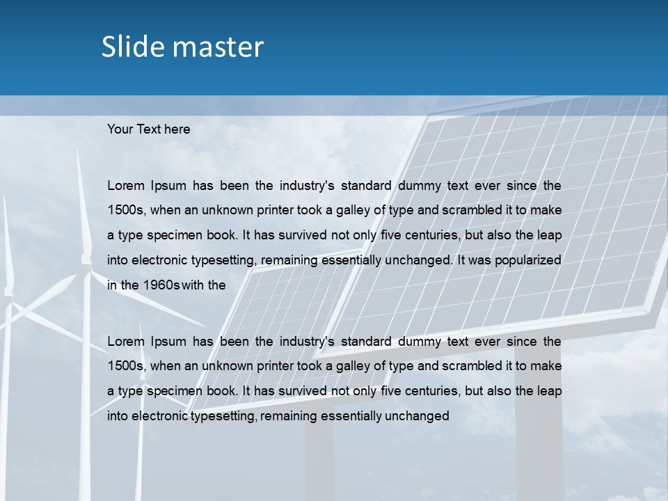 A Solar Panel And Wind Turbines On A Sunny Day PowerPoint Template