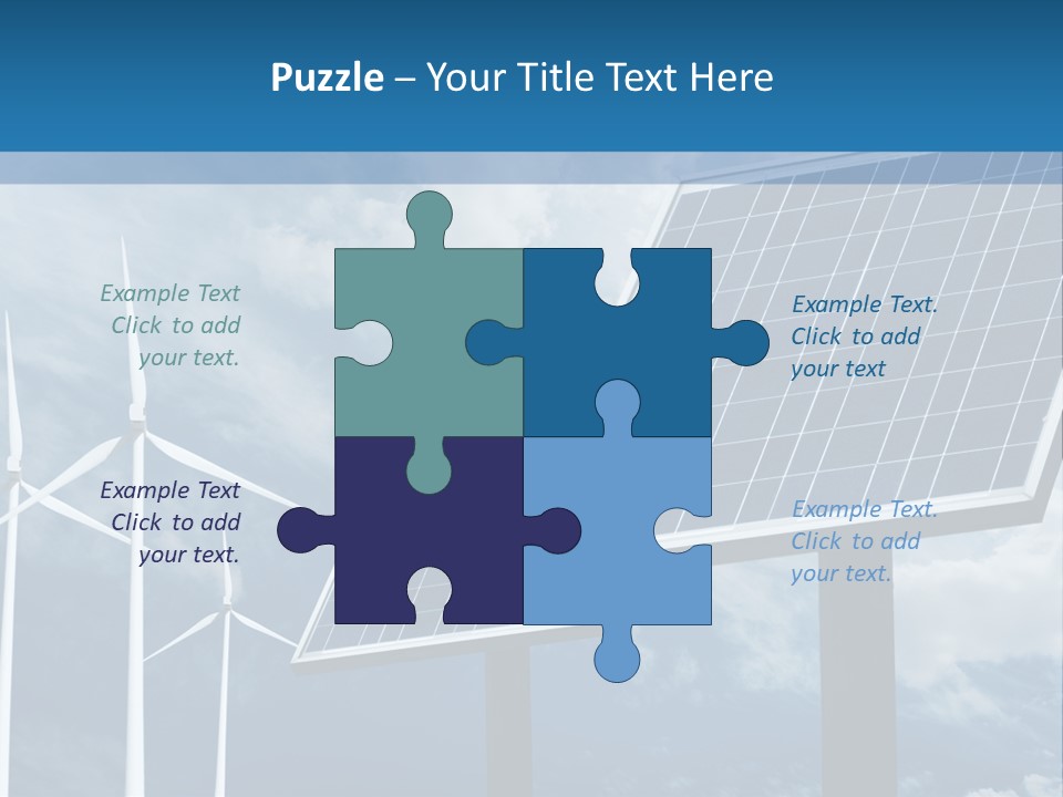 A Solar Panel And Wind Turbines On A Sunny Day PowerPoint Template