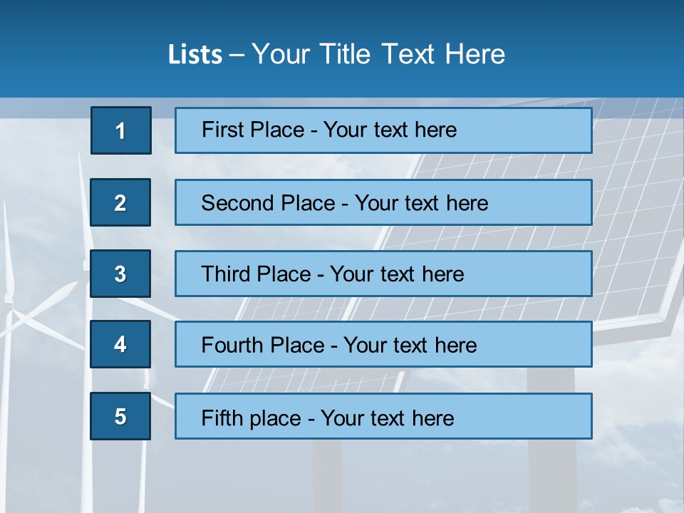 A Solar Panel And Wind Turbines On A Sunny Day PowerPoint Template