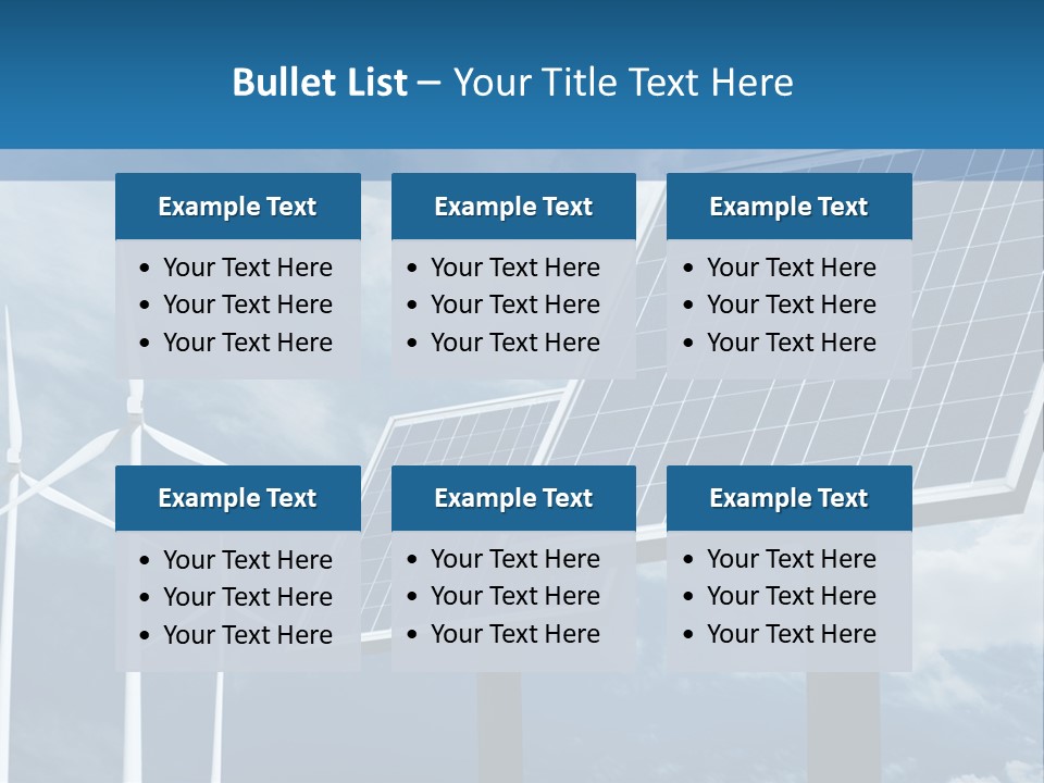 A Solar Panel And Wind Turbines On A Sunny Day PowerPoint Template
