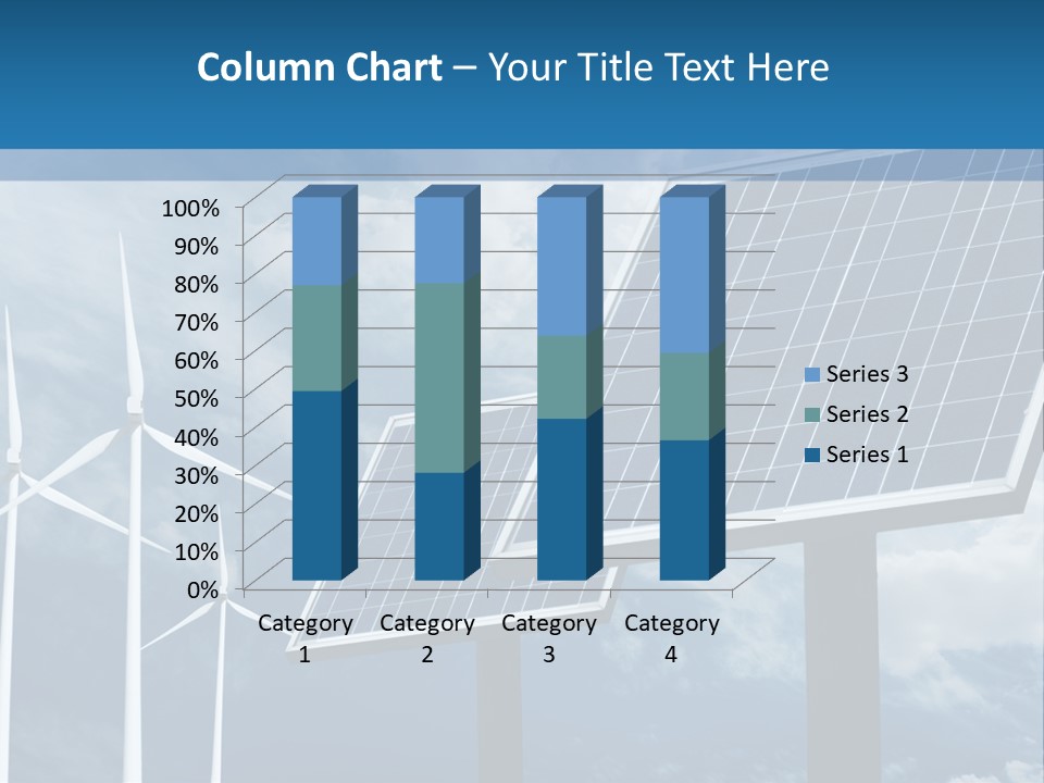 A Solar Panel And Wind Turbines On A Sunny Day PowerPoint Template