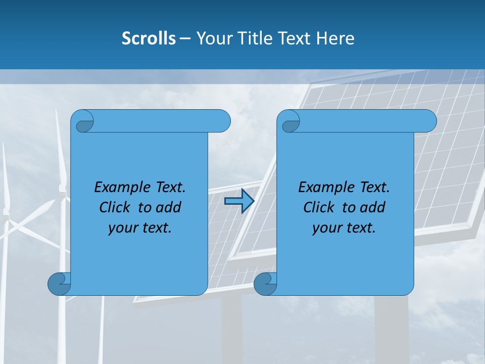 A Solar Panel And Wind Turbines On A Sunny Day PowerPoint Template
