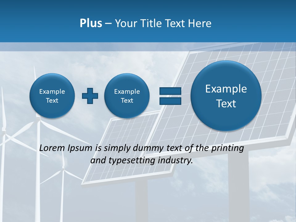 A Solar Panel And Wind Turbines On A Sunny Day PowerPoint Template