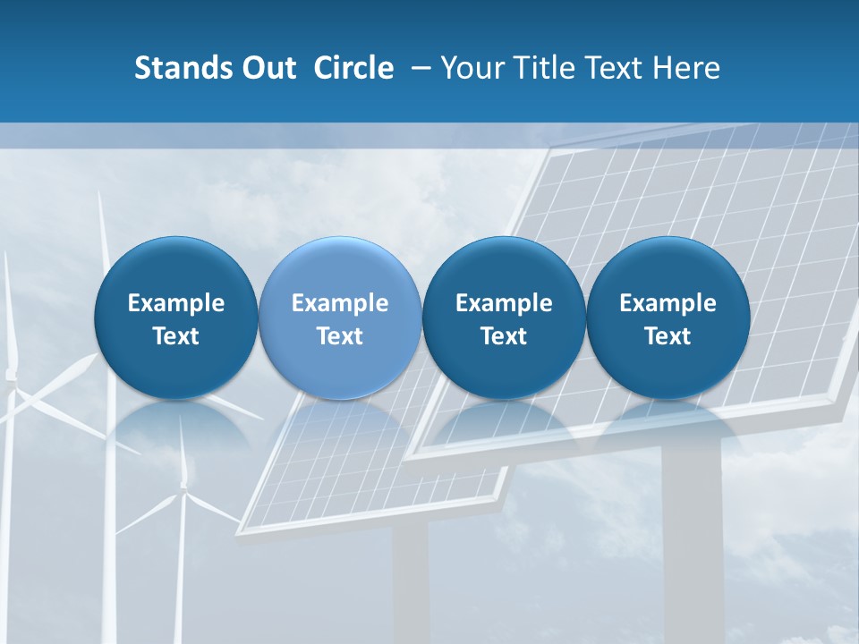 A Solar Panel And Wind Turbines On A Sunny Day PowerPoint Template