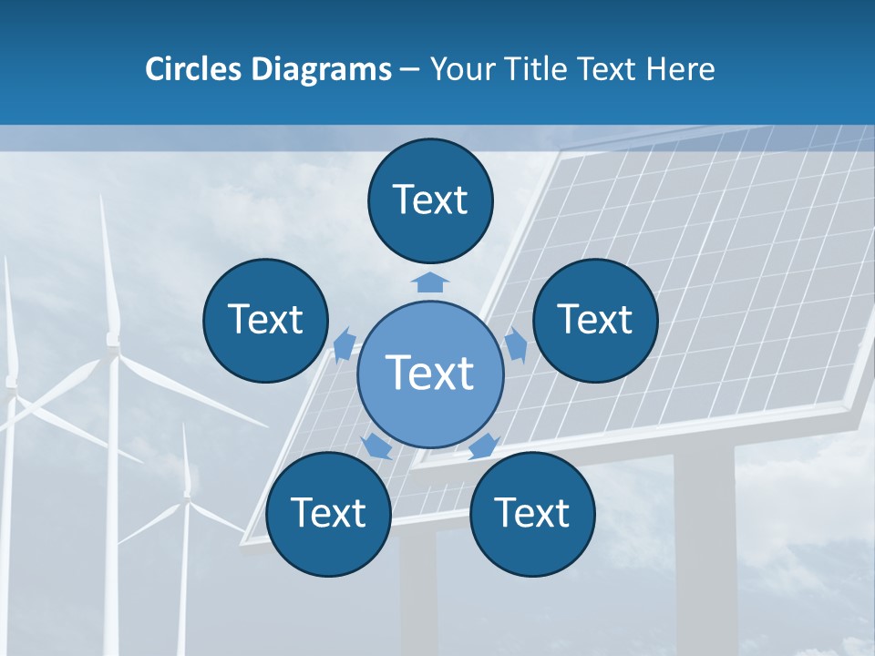 A Solar Panel And Wind Turbines On A Sunny Day PowerPoint Template