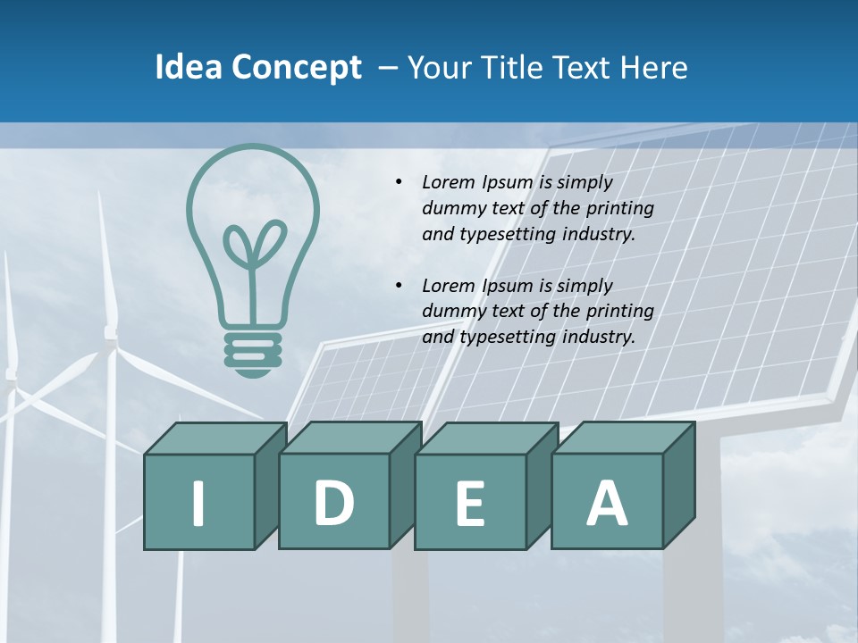 A Solar Panel And Wind Turbines On A Sunny Day PowerPoint Template