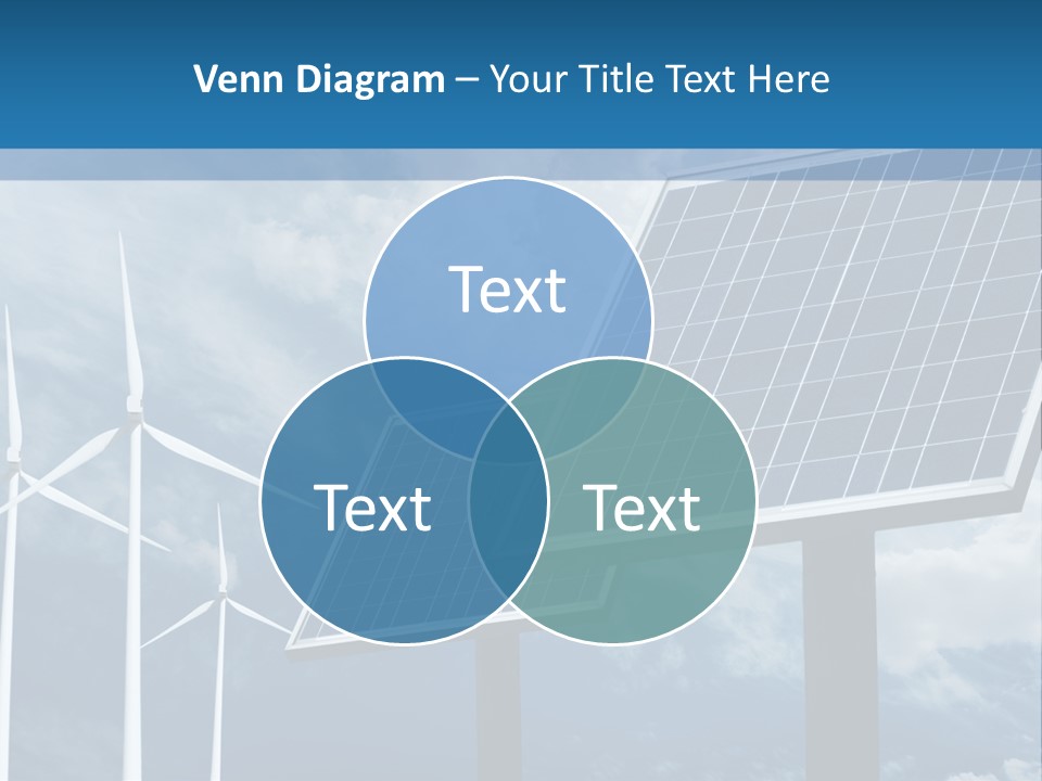 A Solar Panel And Wind Turbines On A Sunny Day PowerPoint Template
