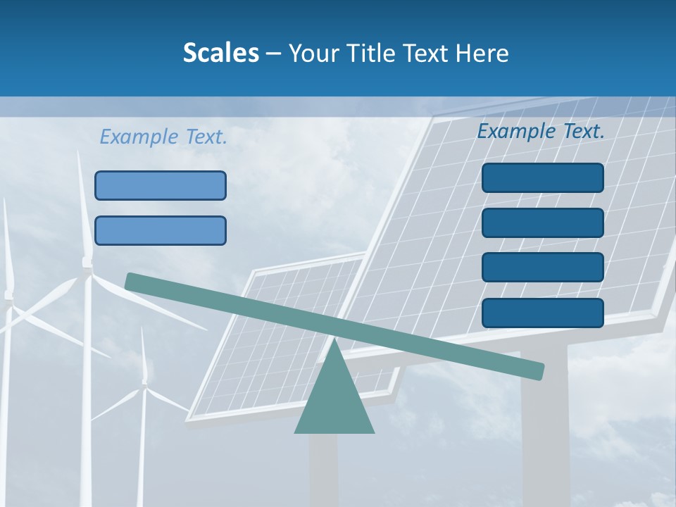 A Solar Panel And Wind Turbines On A Sunny Day PowerPoint Template