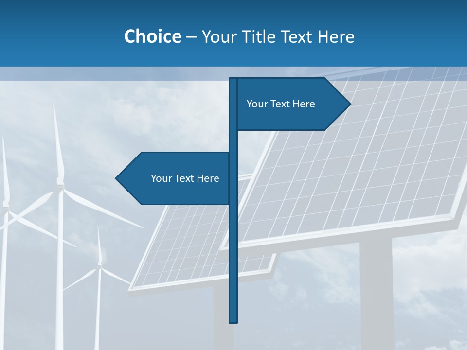 A Solar Panel And Wind Turbines On A Sunny Day PowerPoint Template