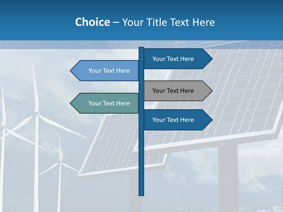 A Solar Panel And Wind Turbines On A Sunny Day PowerPoint Template