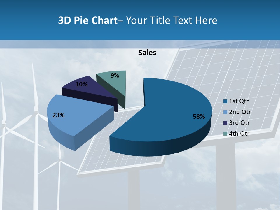 A Solar Panel And Wind Turbines On A Sunny Day PowerPoint Template