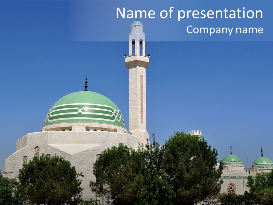 A Large White Building With A Green Dome PowerPoint Template