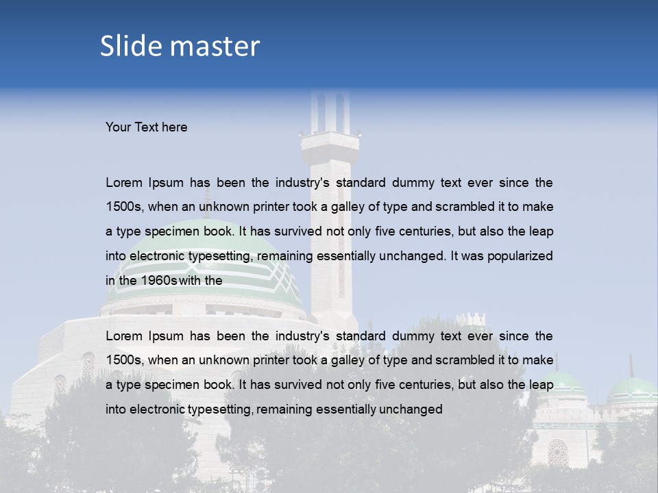 A Large White Building With A Green Dome PowerPoint Template