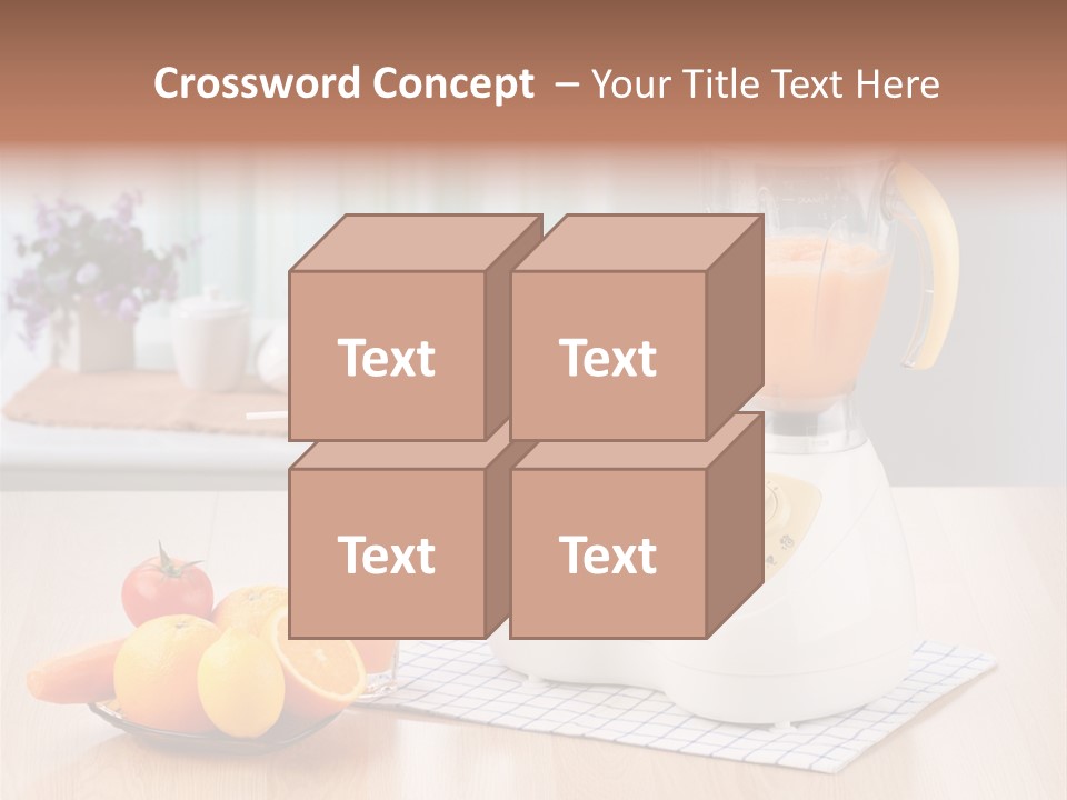 A White Blender Sitting On Top Of A Wooden Table PowerPoint Template