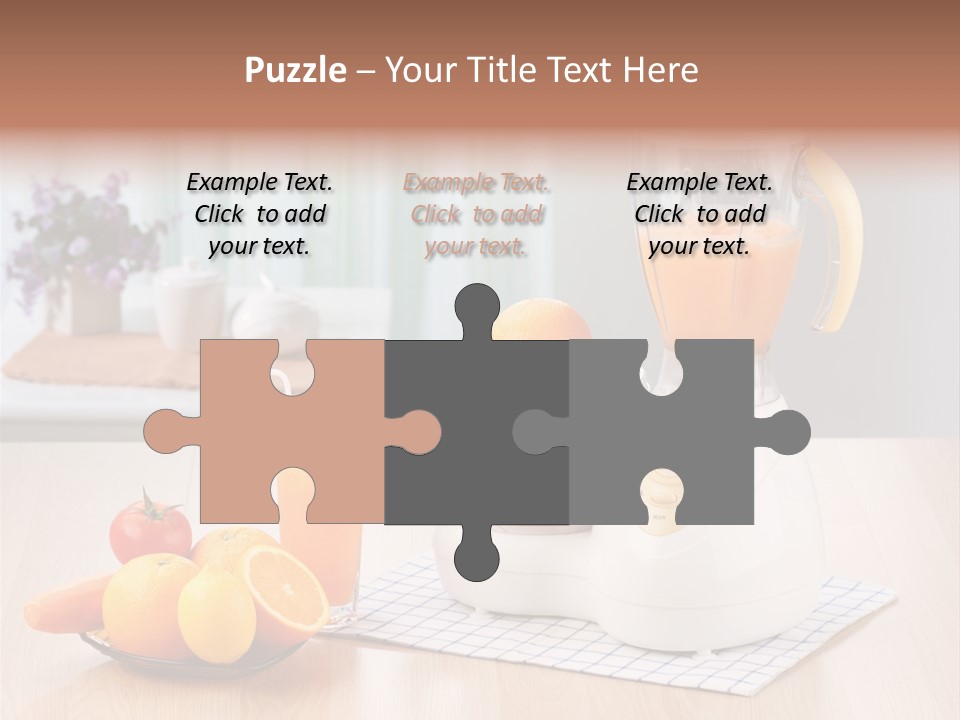 A White Blender Sitting On Top Of A Wooden Table PowerPoint Template