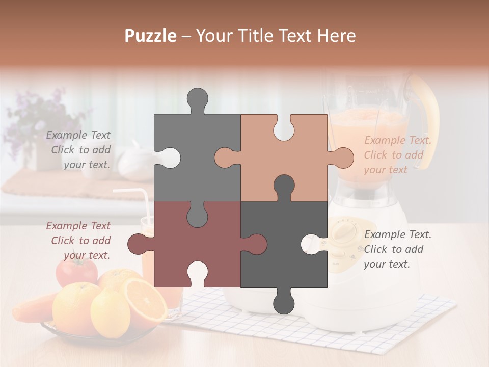 A White Blender Sitting On Top Of A Wooden Table PowerPoint Template