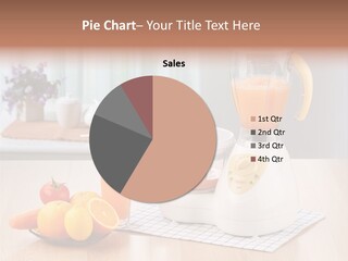 A White Blender Sitting On Top Of A Wooden Table PowerPoint Template
