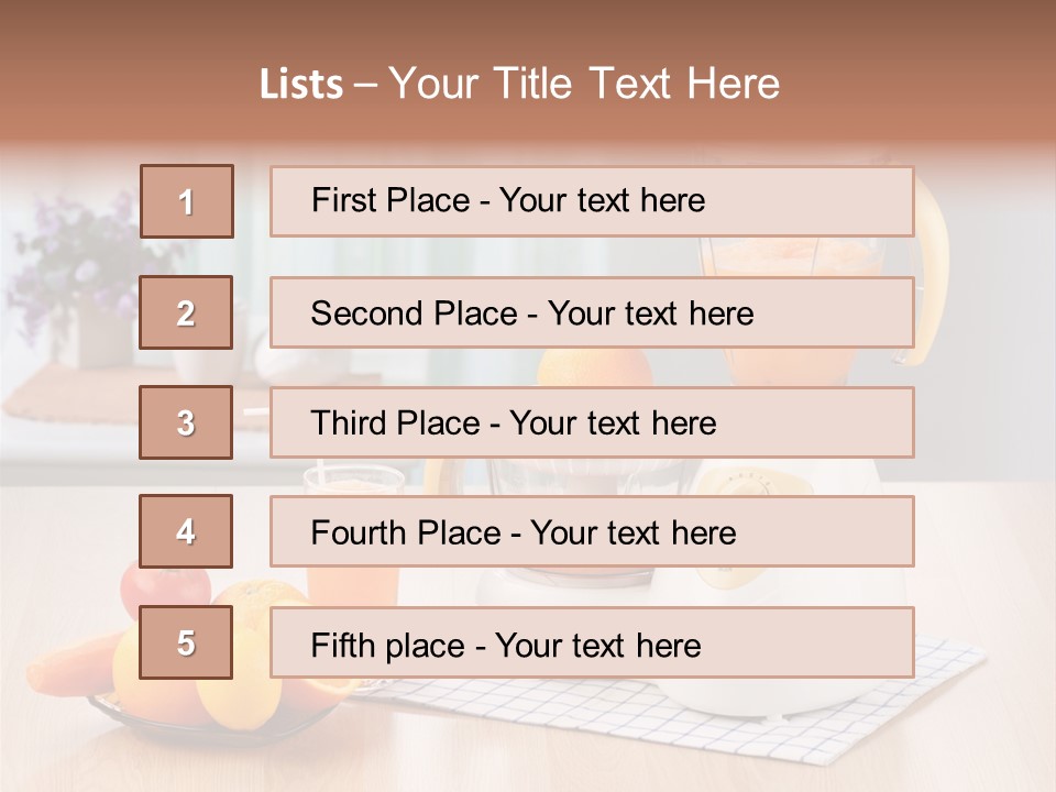 A White Blender Sitting On Top Of A Wooden Table PowerPoint Template