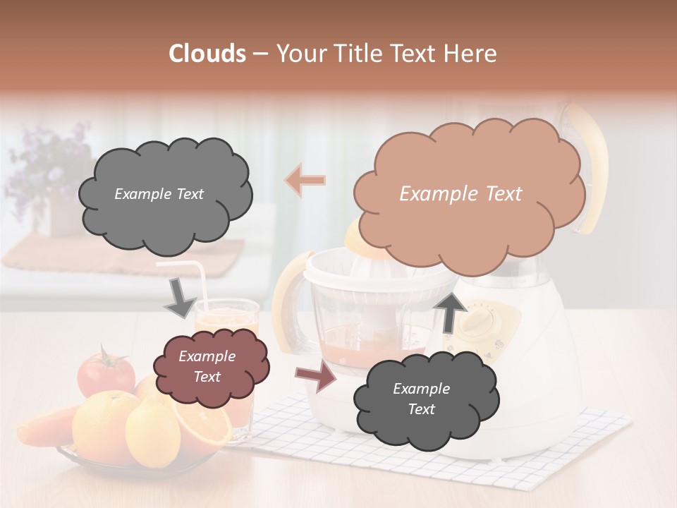 A White Blender Sitting On Top Of A Wooden Table PowerPoint Template